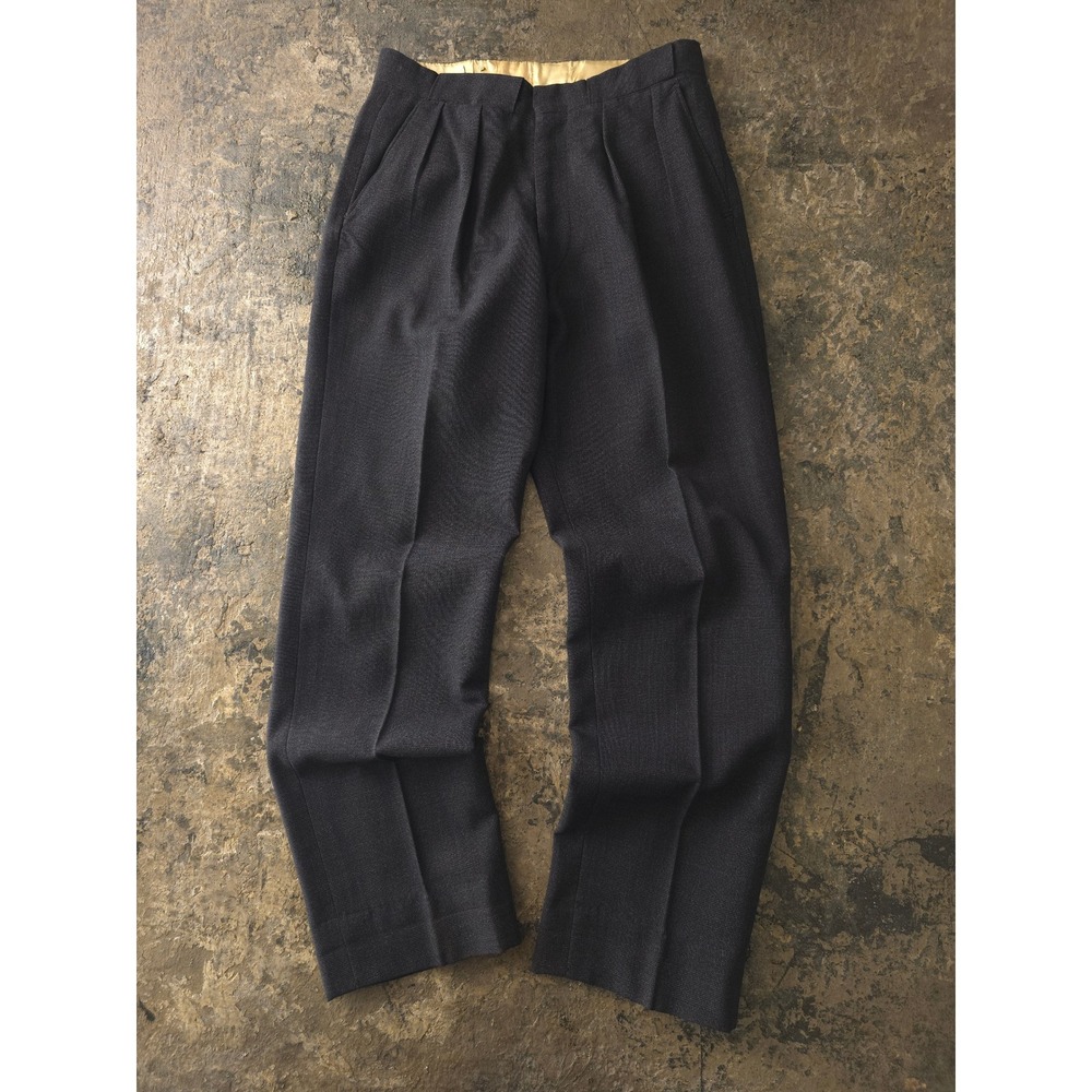 Vintage 1950s Charcoal Grey Wool Dress Pants 30x31 Pleated Made in Canada